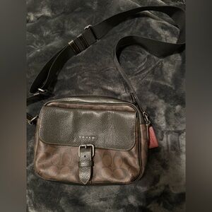 Coach Black and Brown Leather Messenger Bag
